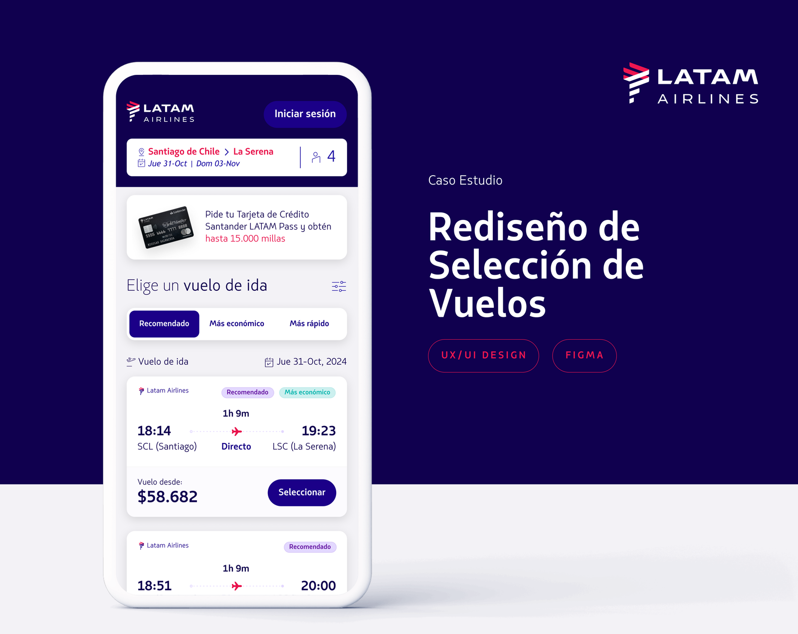 Rediseño de selección de vuelos LATAM Airlines